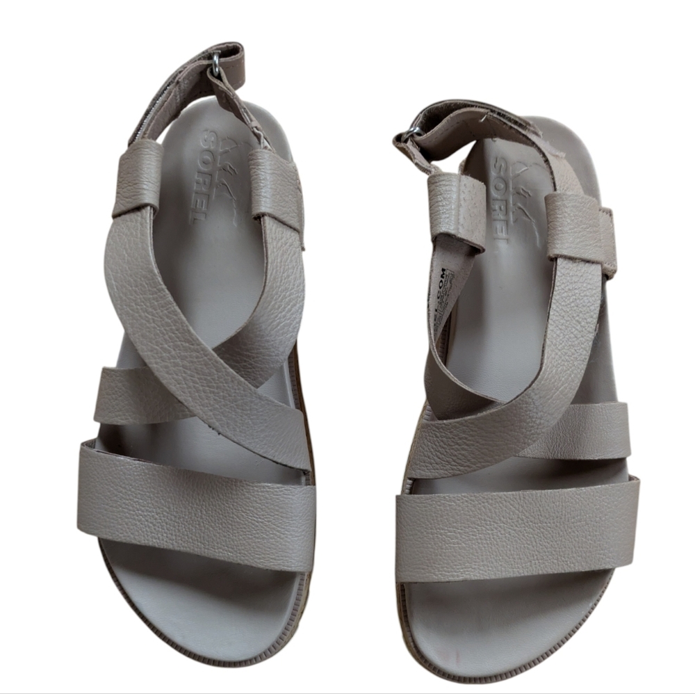 Sorel Roaming Criss Cross Sandals Mauve Leather Size 7.5 - Picture 2 of 12